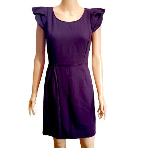 J. CREW 💯% Italian Wool Purple Styled Cap Sleeves Sheath Dress SIZE 4 - Picture 2 of 15